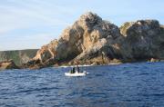 Submarinistas en las piedras de "La Gaviera"